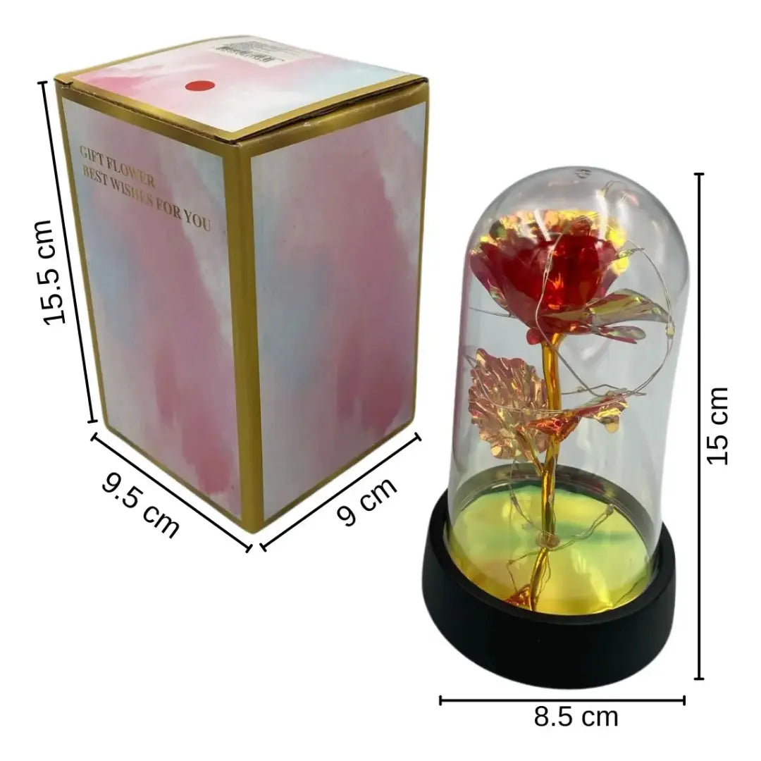 Rosa Encantada com Luz LED – com Cúpula Decorativa Iluminada