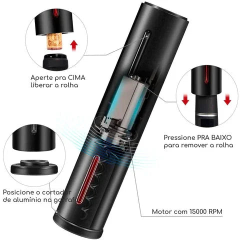Abridor de Vinho Elétrico Automático