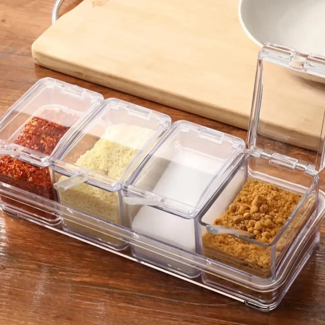 Porta Temperos e Condimentos Acrílico 4 Potes Organizadores