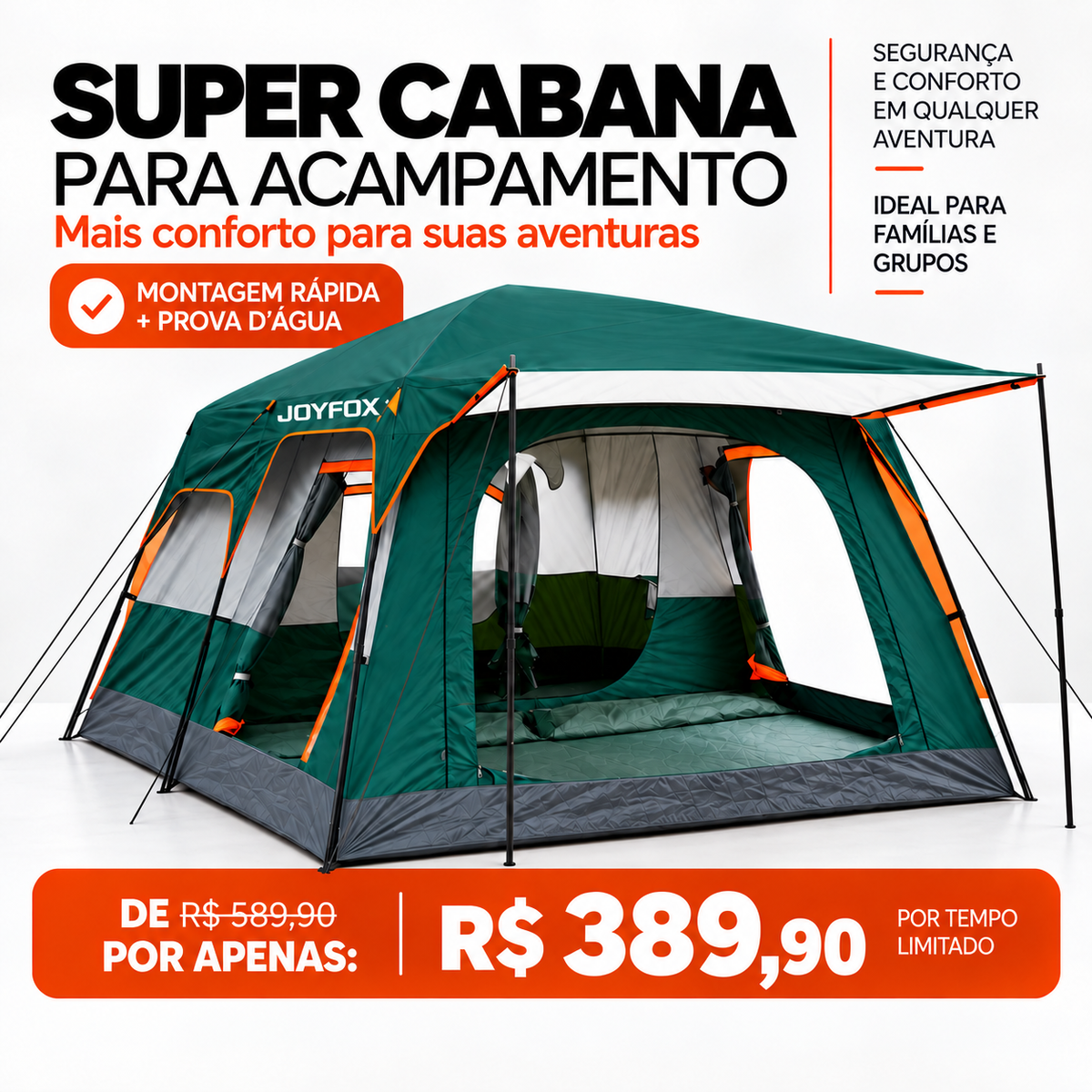 SUPER CABANA PARA ACAMPAMENTO!!