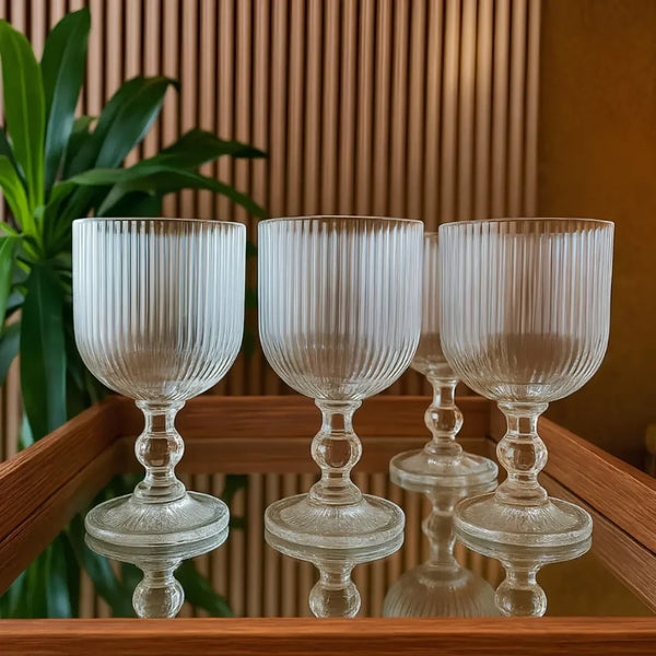 Taças Caneladas de Vidro Conjunto com 6 Peças