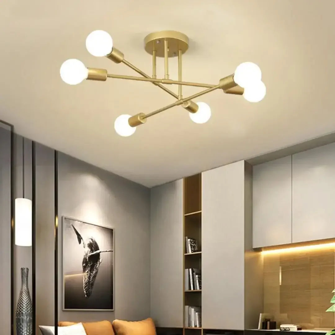 Lustre de Teto Moderno 6 Lâmpadas – Design Geométrico