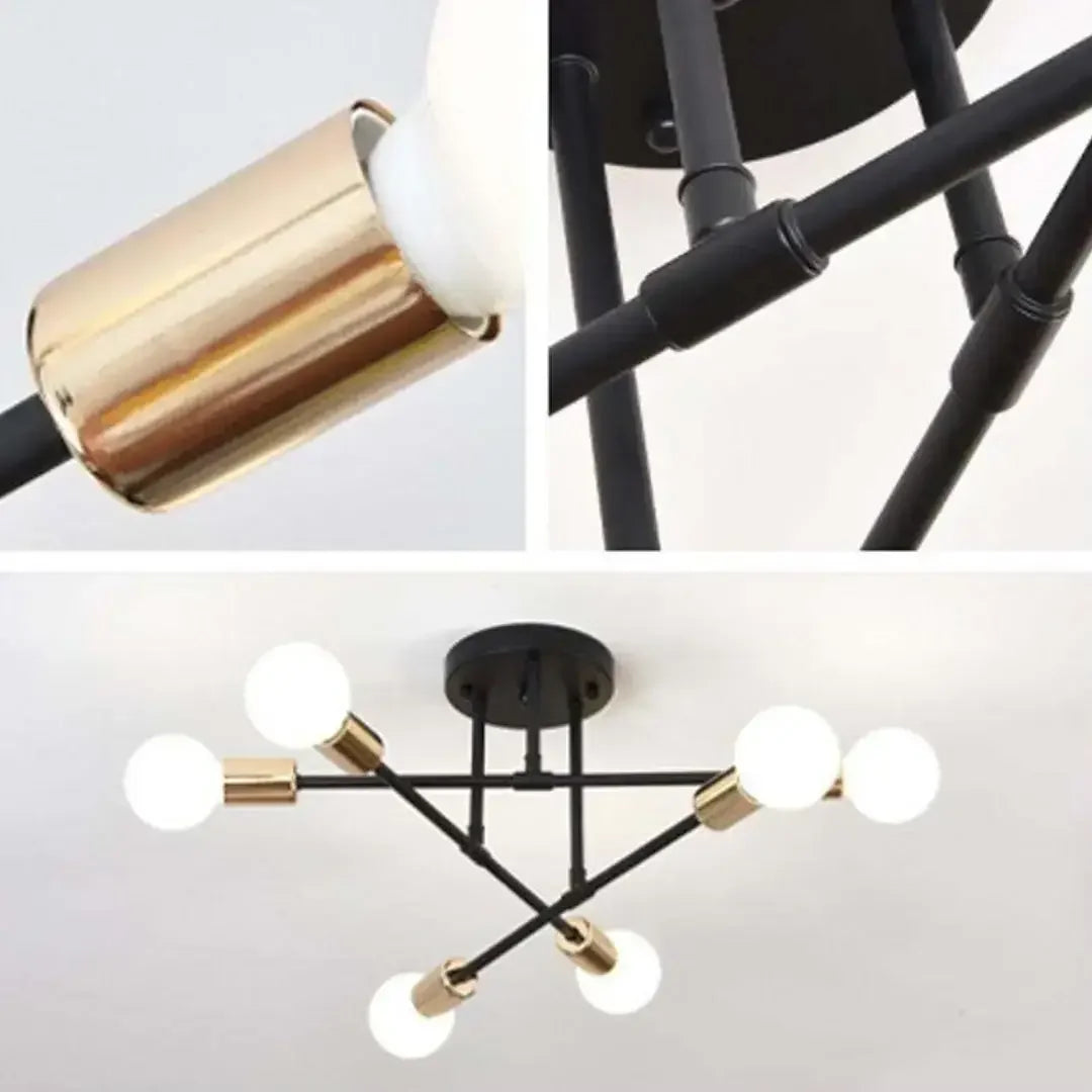 Lustre de Teto Moderno 6 Lâmpadas – Design Geométrico