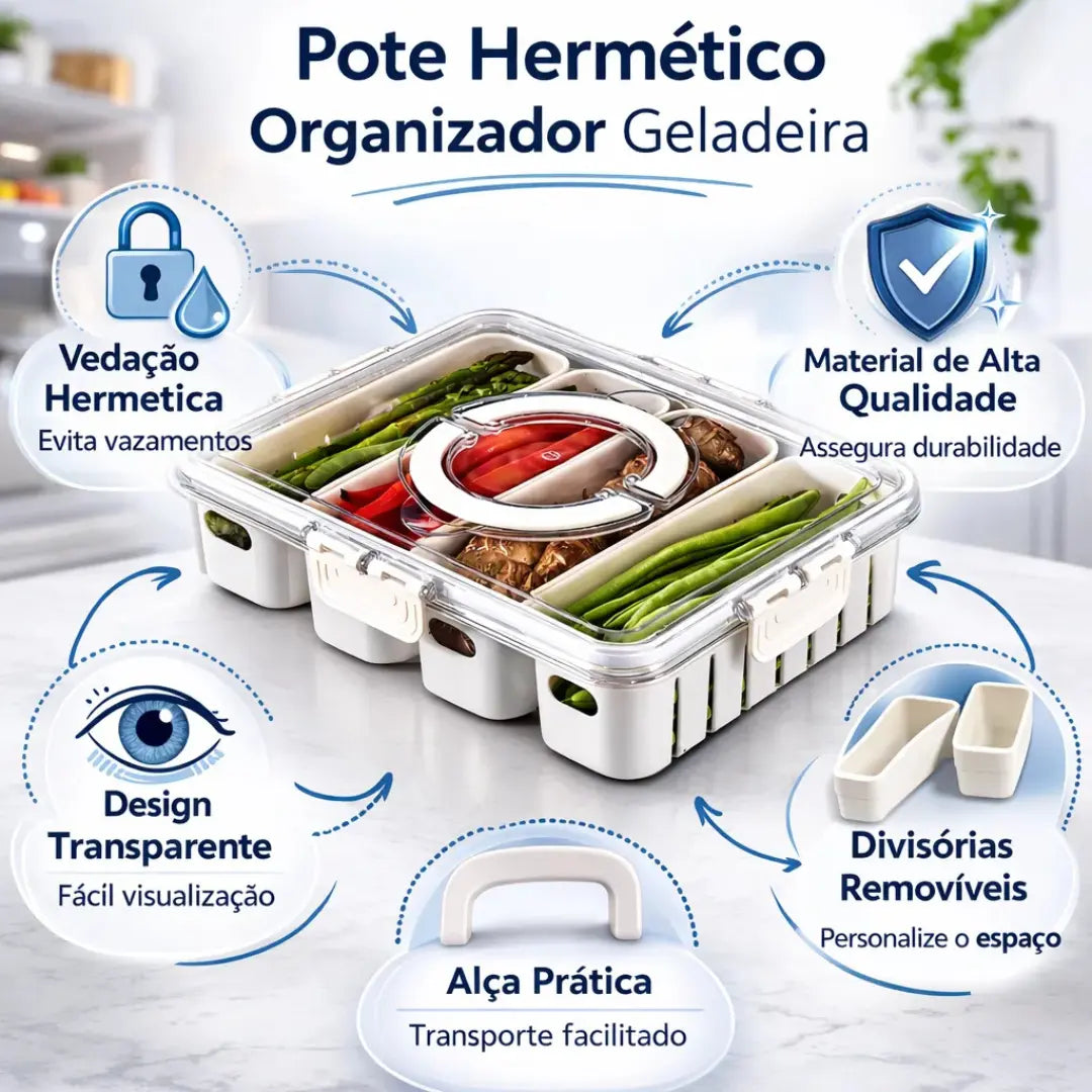 Organizador Hermético com 4 Divisórias - Pague 3 e leve 5!